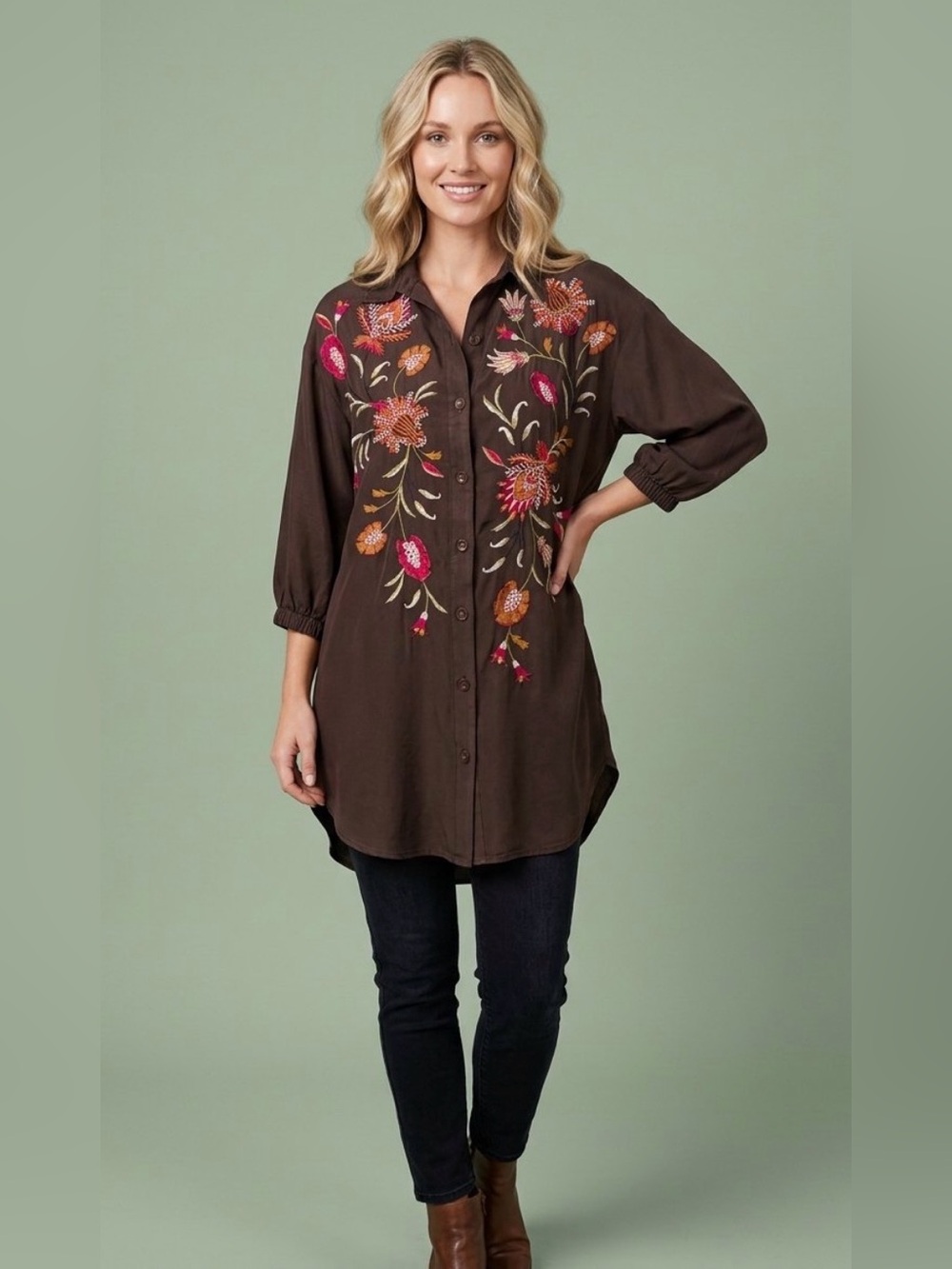 Johnny Was Workshop Embroidered Rosalva Weekend Tunic Size Medium